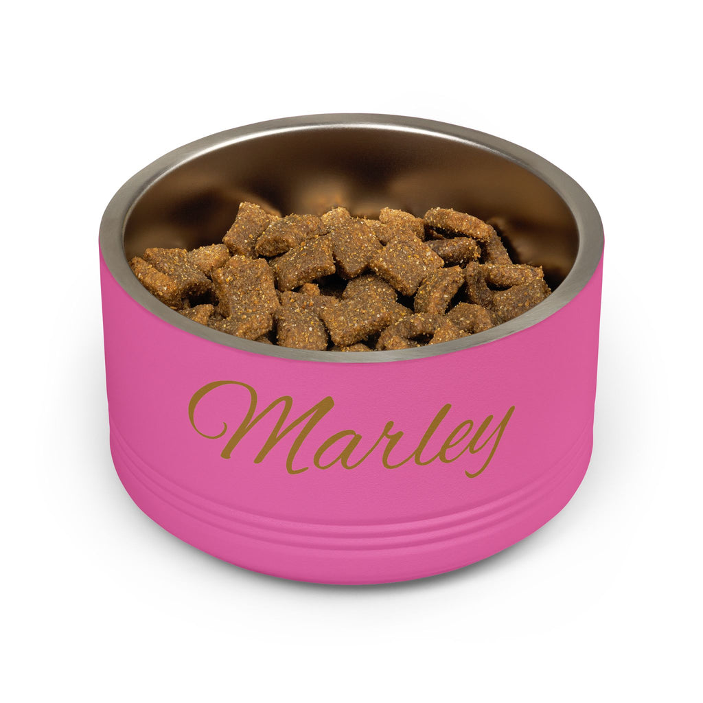 Personalized Dog Bowl — Signature Edition • Gold Text • Alex Brush | TS2K Puppies