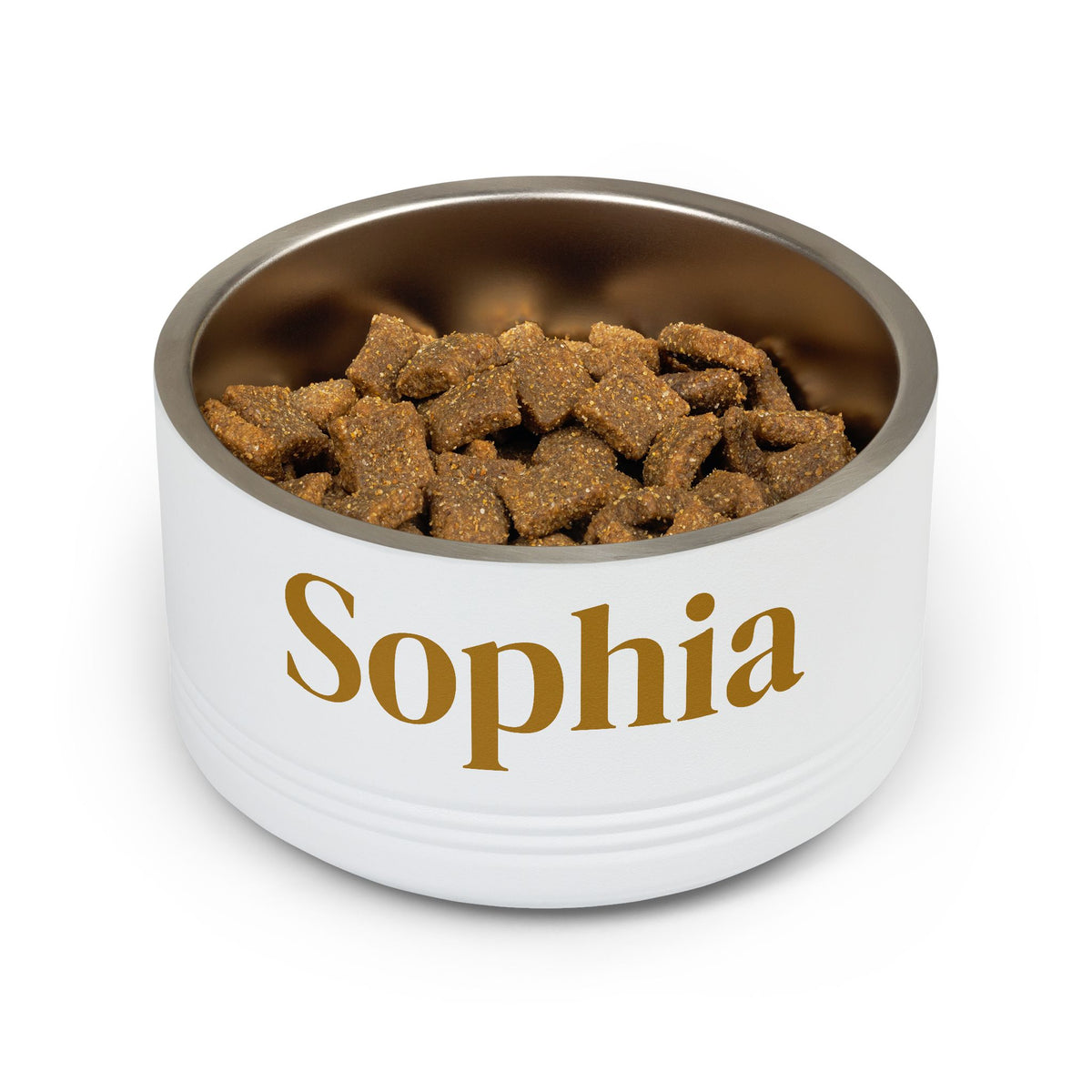 Personalized Dog Bowl — Paw Print Edition • Gold Text • DM Serif Display | TS2K Puppies