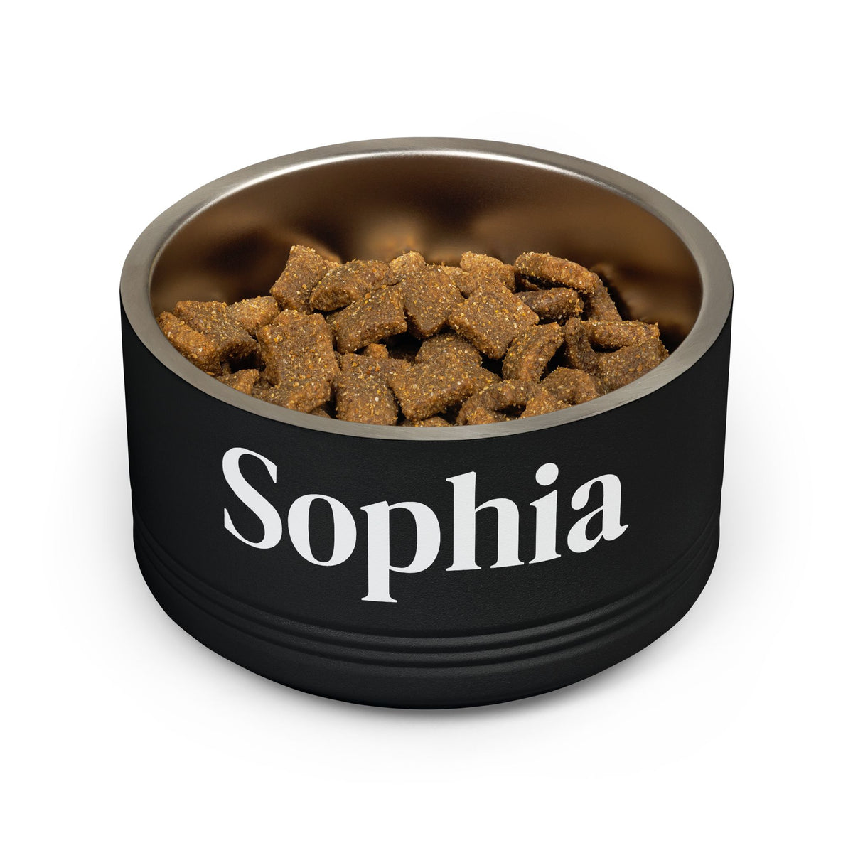 Personalized Dog Bowl — Paw Print Edition • White Text • DM Serif Display | TS2K Puppies