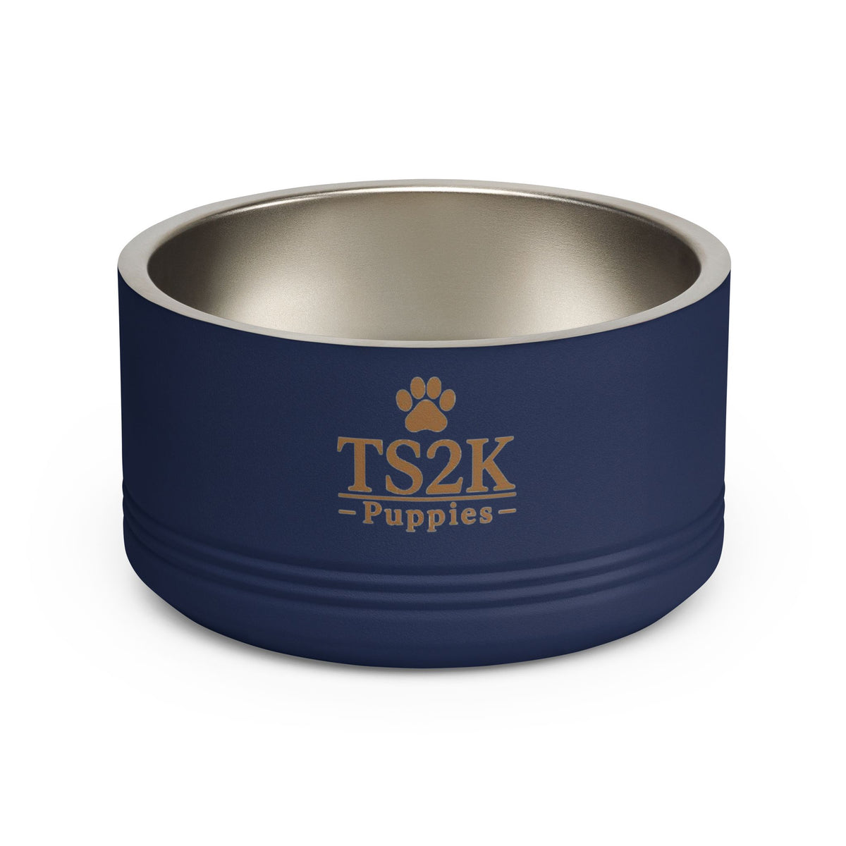 Personalized Dog Bowl — Paw Print Edition • White Text • Alex Brush | TS2K Puppies