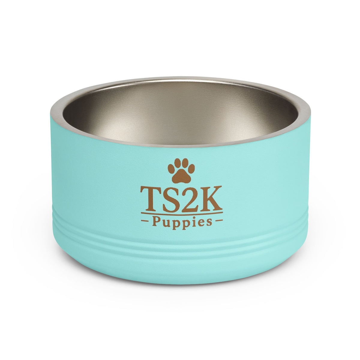 Personalized Dog Bowl — Paw Print Edition • Gold Text • DM Serif Display | TS2K Puppies