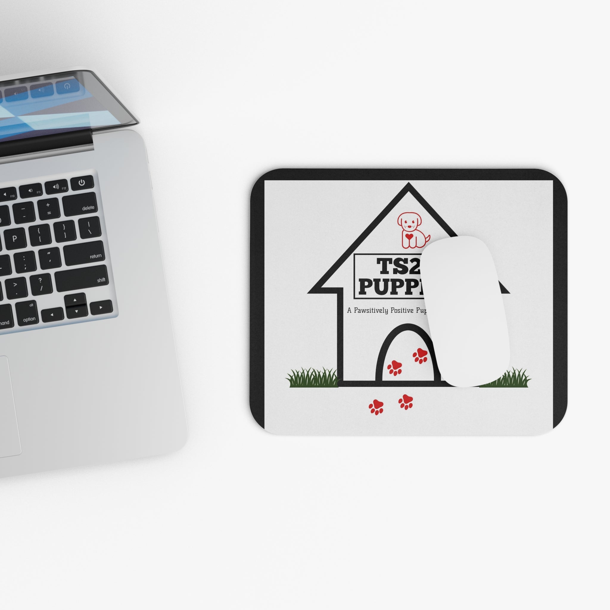 Mouse Pad — TS2K Puppies Logo Desk Mat (Cute Puppy Dog House Design)