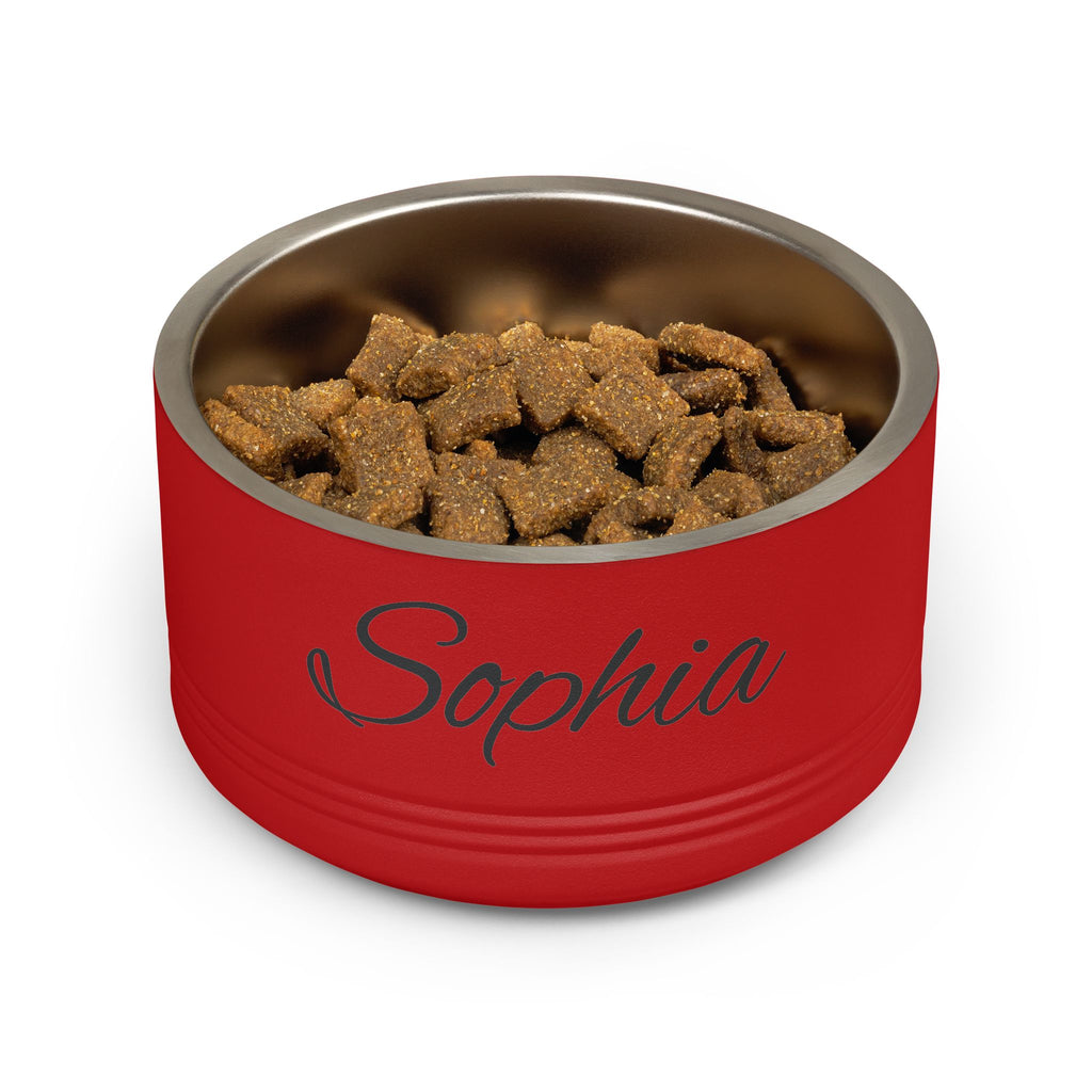 Personalized Dog Bowl — Paw Print Edition • Black Text • Alex Brush | TS2K Puppies