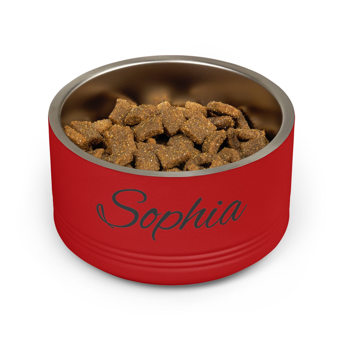 Personalized Dog Bowl — Paw Print Edition • Black Text • Alex Brush | TS2K Puppies