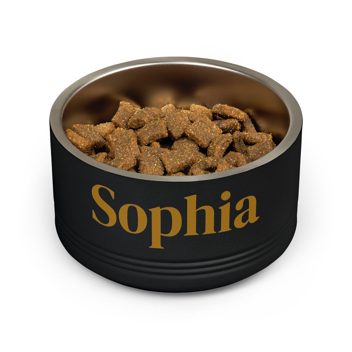 Personalized Dog Bowl — Paw Print Edition • Gold Text • DM Serif Display | TS2K Puppies