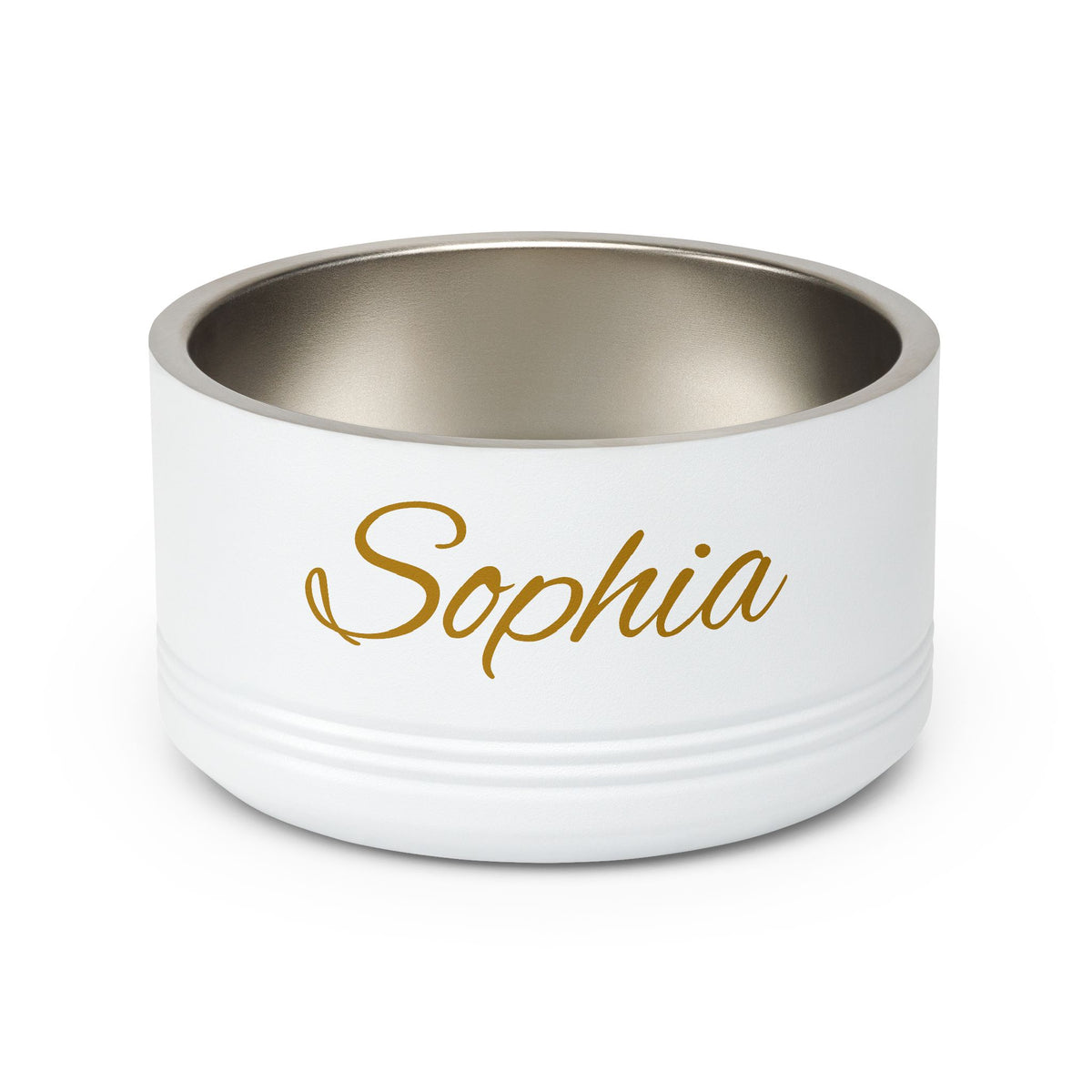 Personalized Dog Bowl — Paw Print Edition • Gold Text • Alex Brush | TS2K Puppies