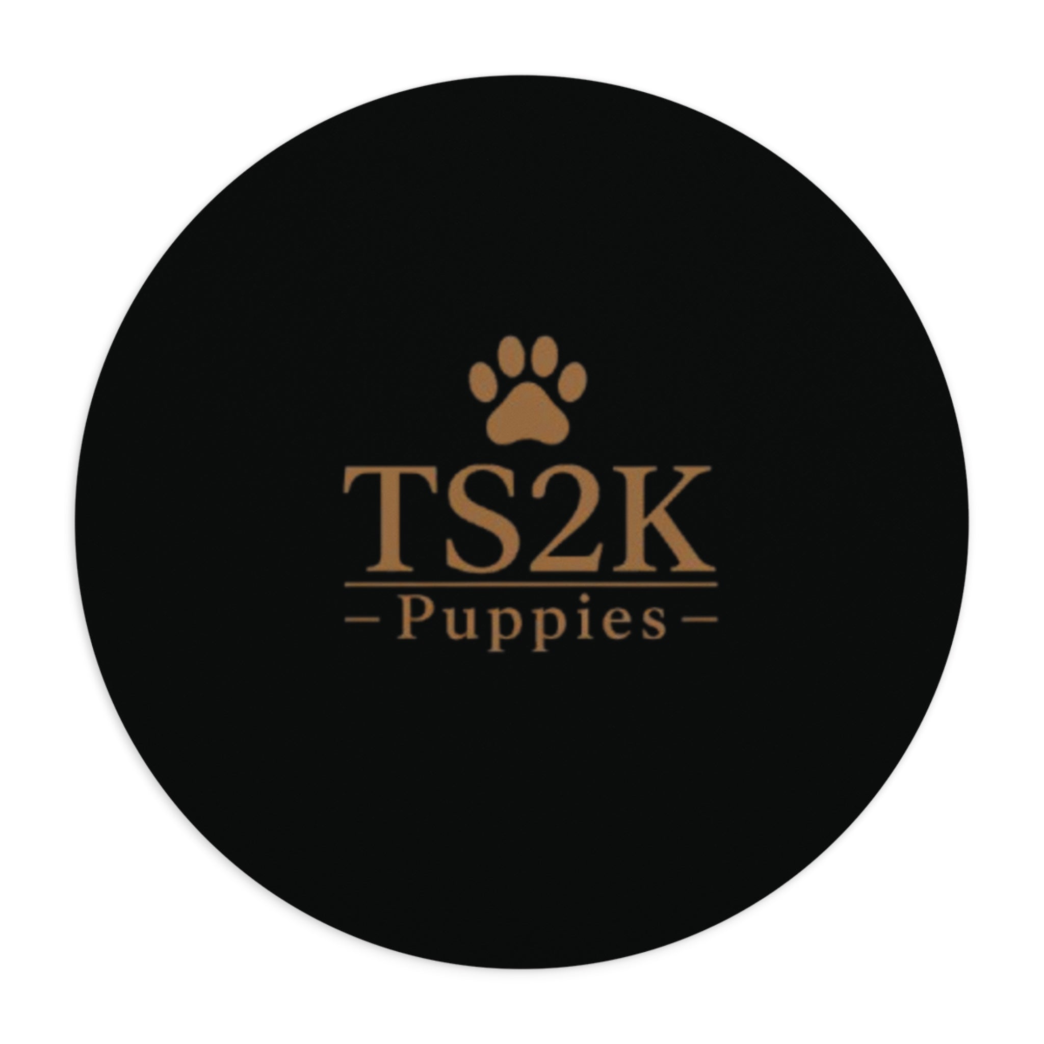 TS2K Puppies Round Mouse Pad – Black Paw Logo Desk Mat for Dog Lovers