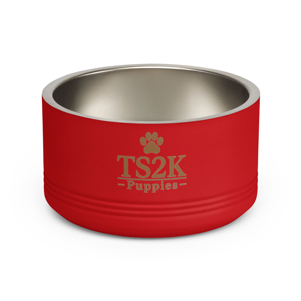 Personalized Dog Bowl — Paw Print Edition • Gold Text • Alex Brush | TS2K Puppies