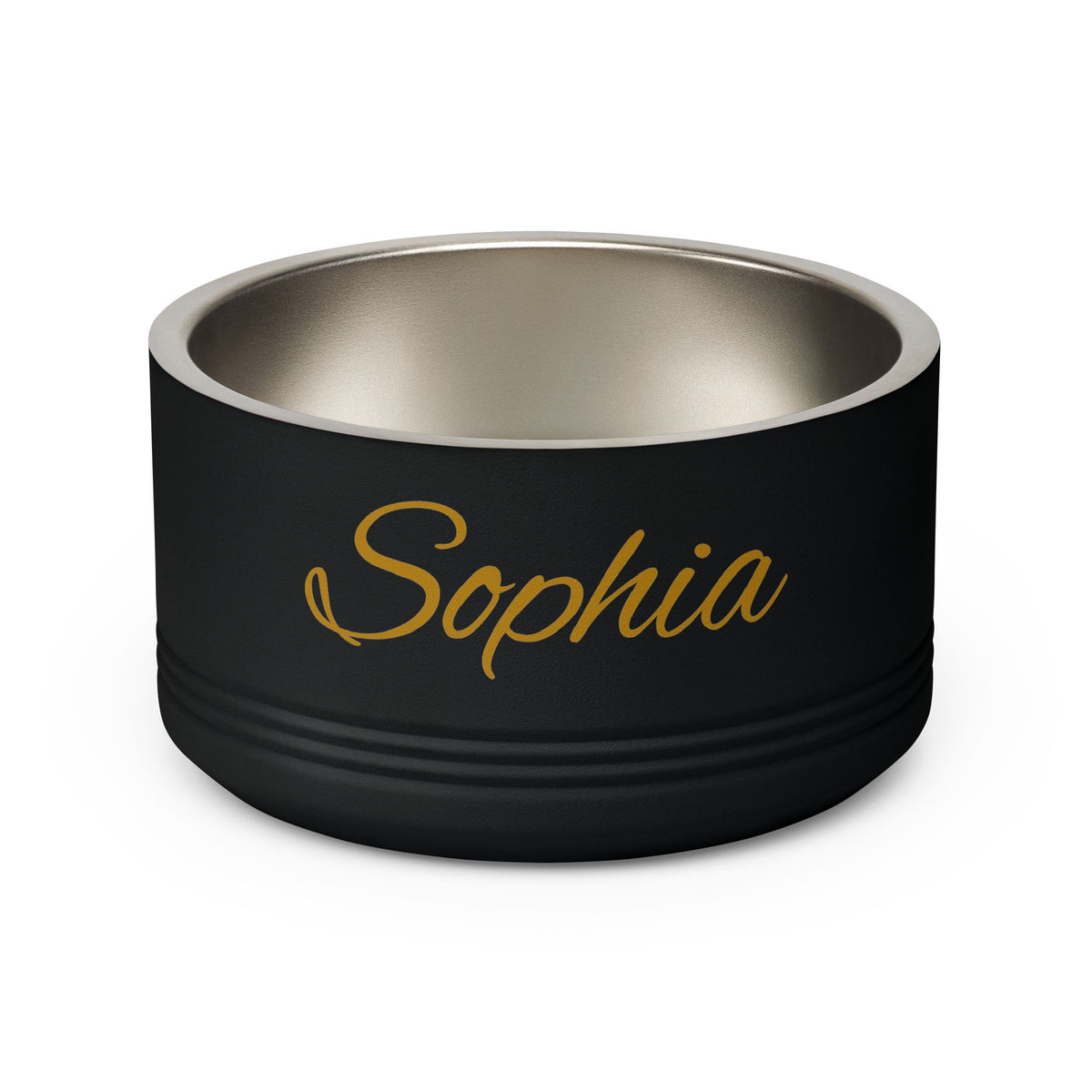 Personalized Dog Bowl — Paw Print Edition • Gold Text • Alex Brush | TS2K Puppies