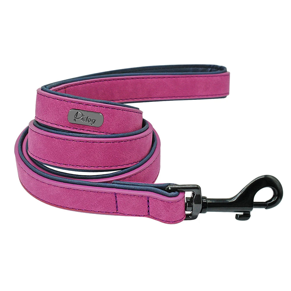 Soft Leather Dog Leash — Padded Handle for Small & Medium Dogs