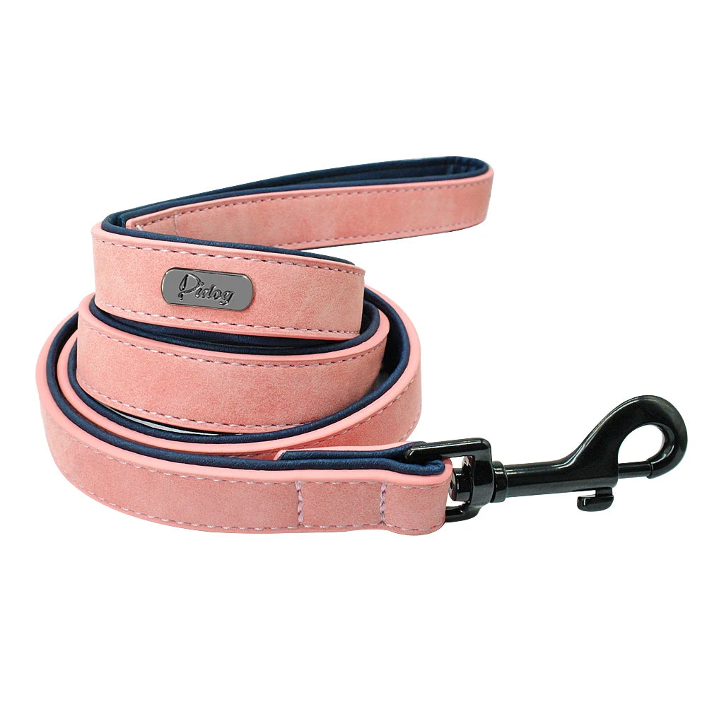 Soft Leather Dog Leash — Padded Handle for Small & Medium Dogs