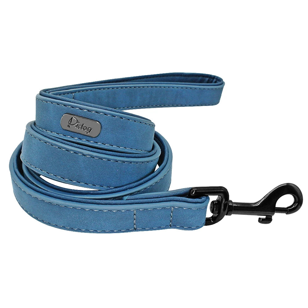 Soft Leather Dog Leash — Padded Handle for Small & Medium Dogs