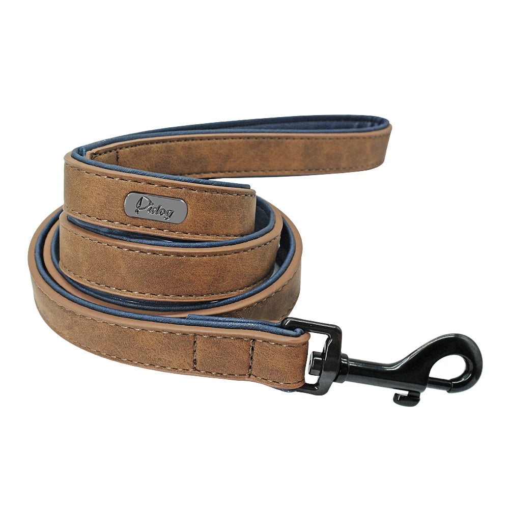 Soft Leather Dog Leash — Padded Handle for Small & Medium Dogs