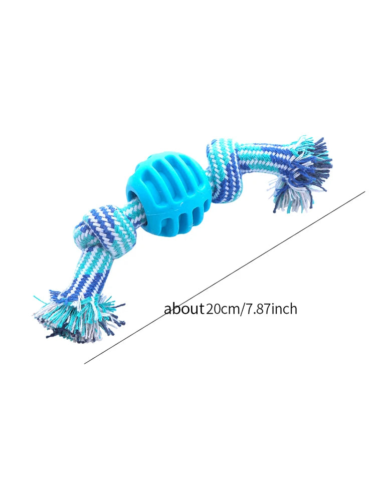 Cotton Rope Double Knot Ball Dog Toy — Bite-Resistant Teeth Cleaning Chew Toy | TS2K Puppies