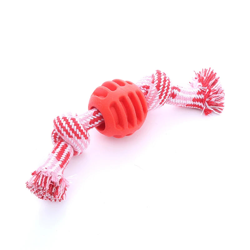Cotton Rope Double Knot Ball Dog Toy — Bite-Resistant Teeth Cleaning Chew Toy | TS2K Puppies