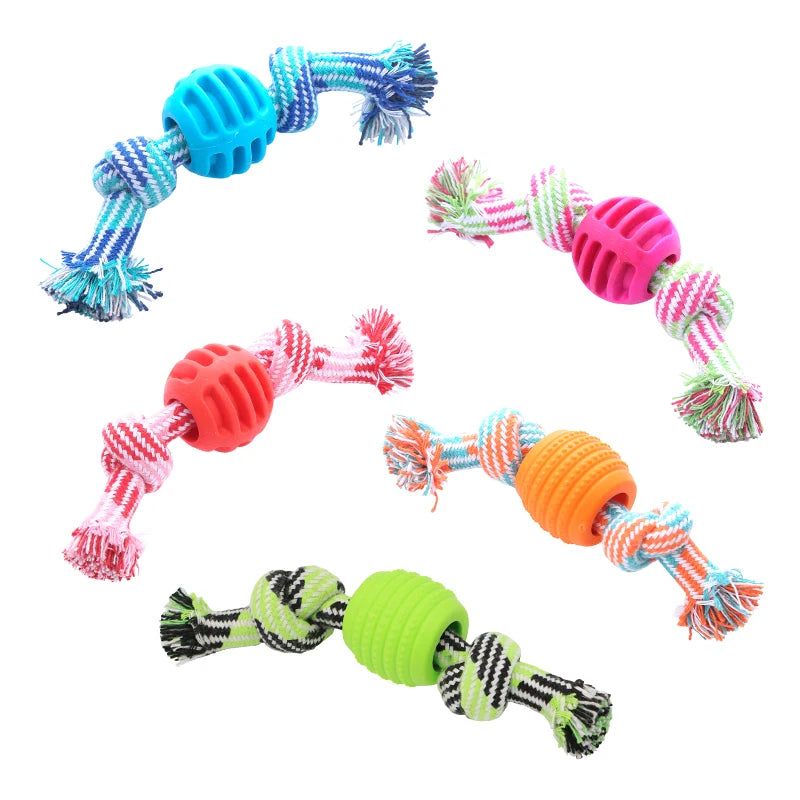 Cotton Rope Double Knot Ball Dog Toy — Bite-Resistant Teeth Cleaning Chew Toy | TS2K Puppies