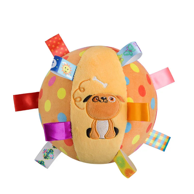 Interactive Plush Ball Dog Toy — Bells Inside, Handle Grip for Aggressive Chewers | TS2K Puppies