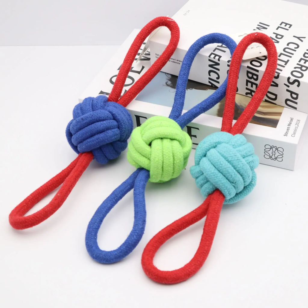 Cotton Rope Knot Dog Toy — Teeth Cleaning Chew & Tug Toy | TS2K Puppies