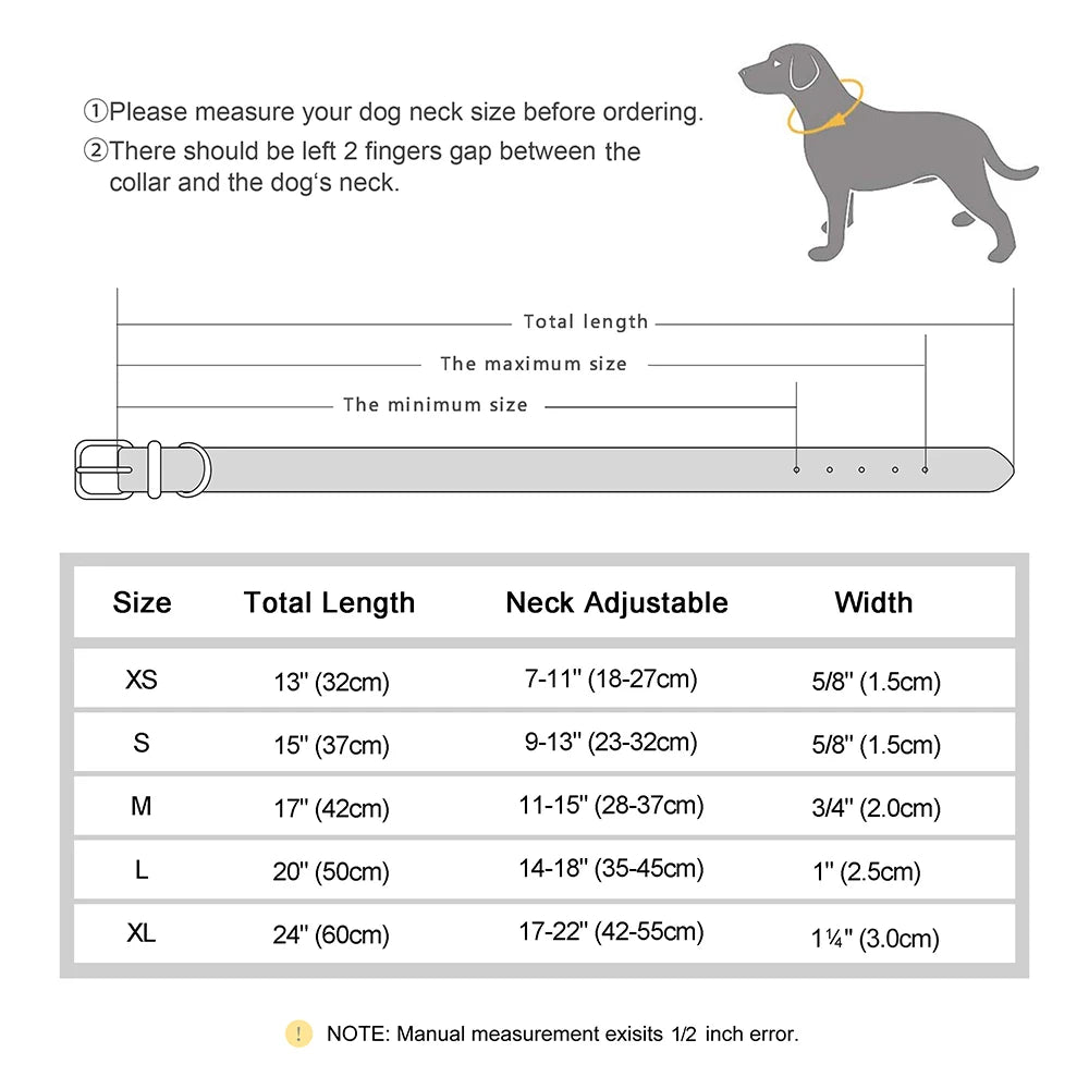 Personalized PU Leather Dog Collar — Free Engraved Name Plate