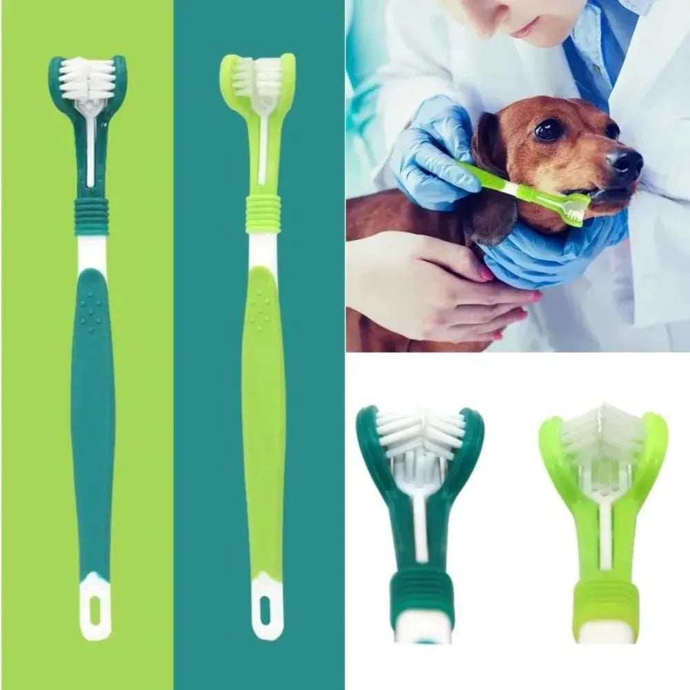 TS2K Puppies 3-Sided Dog Toothbrush