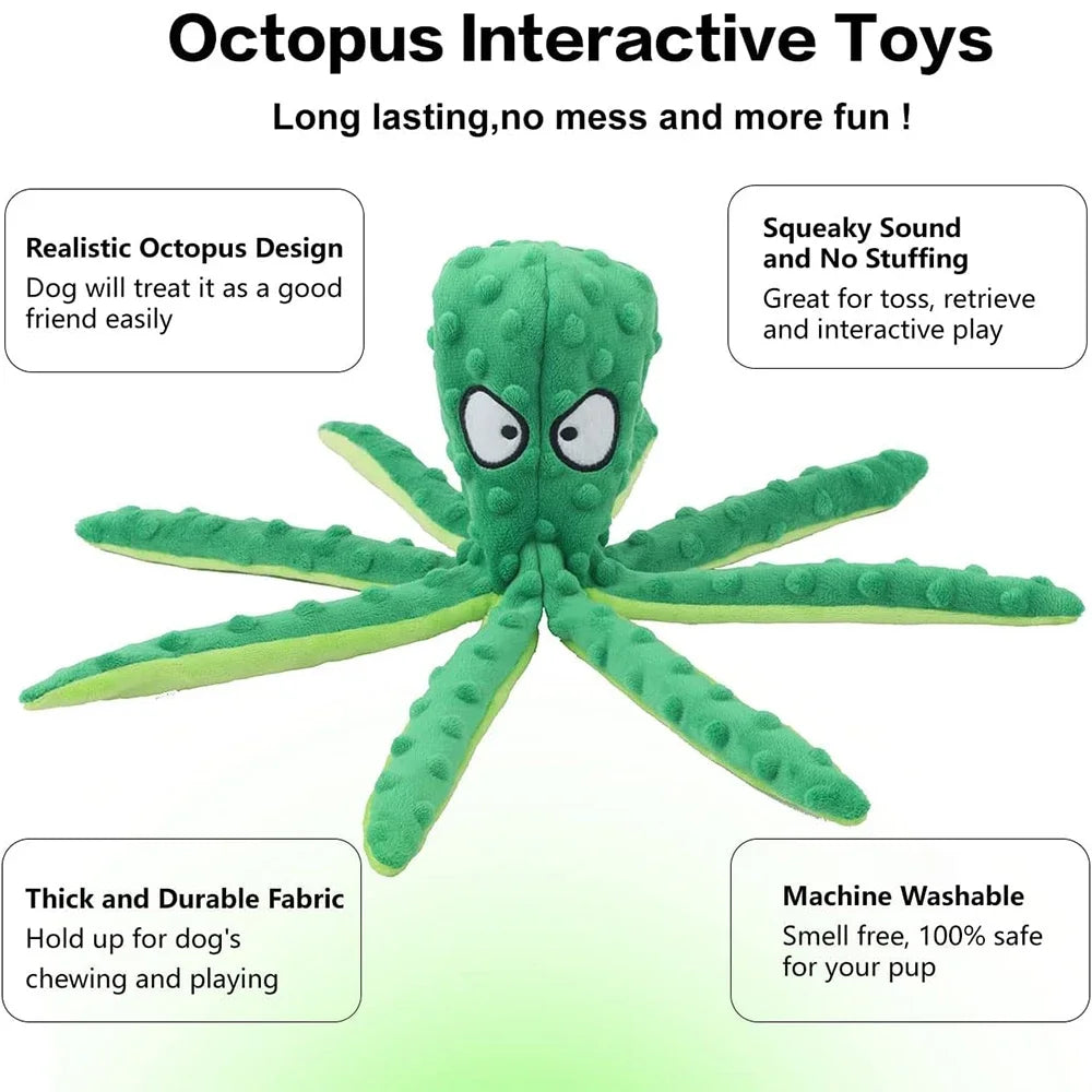 Octopus Plush Dog Toy — Soft Squeaky Teething Chew Toy for Small & Medium Dogs | TS2K Puppies