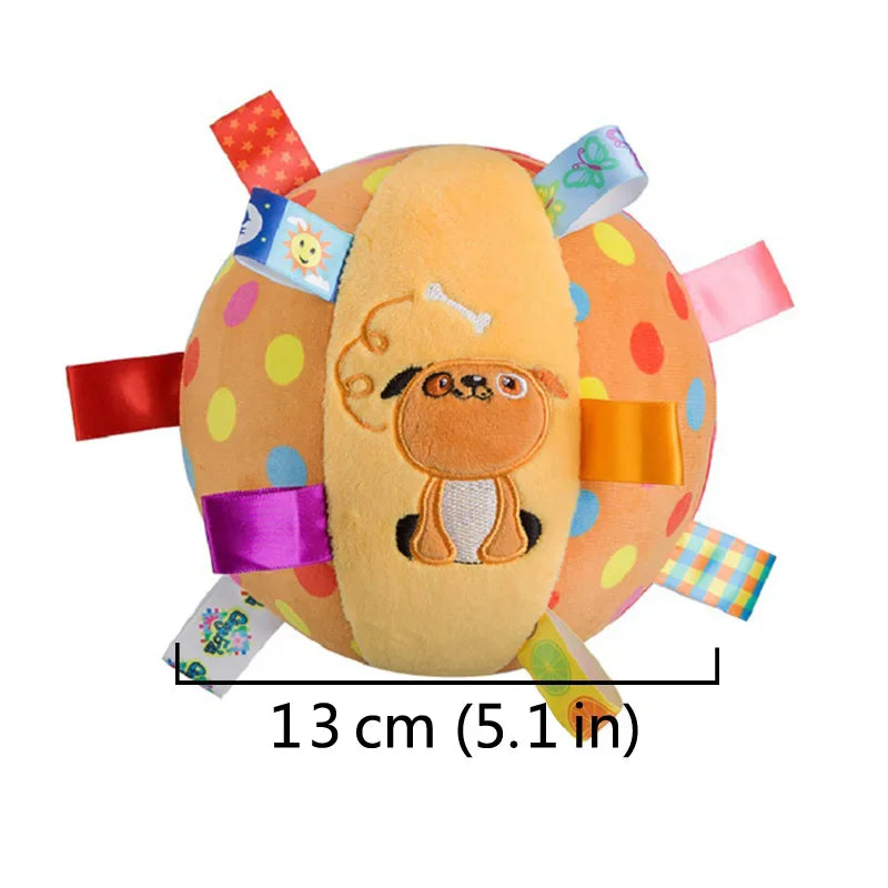 Interactive Plush Ball Dog Toy — Bells Inside, Handle Grip for Aggressive Chewers | TS2K Puppies