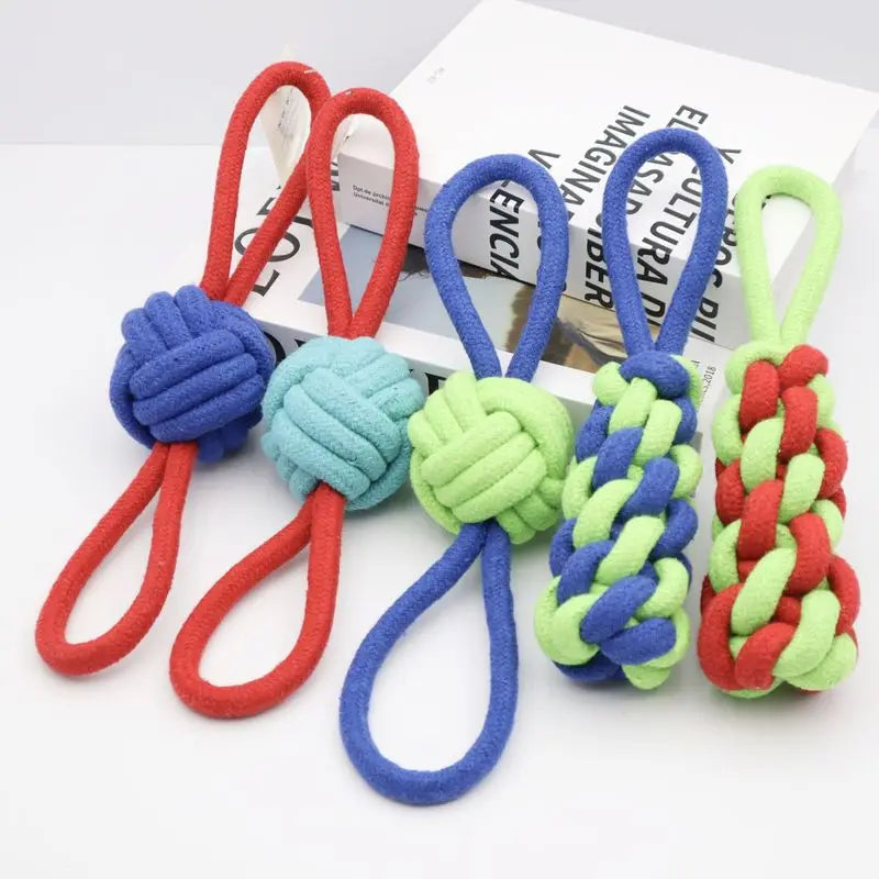 Cotton Rope Knot Dog Toy — Durable Teeth-Cleaning Chew & Tug Toy | TS2K Puppies