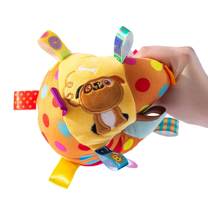 Interactive Plush Ball Dog Toy — Bells Inside, Handle Grip for Aggressive Chewers | TS2K Puppies