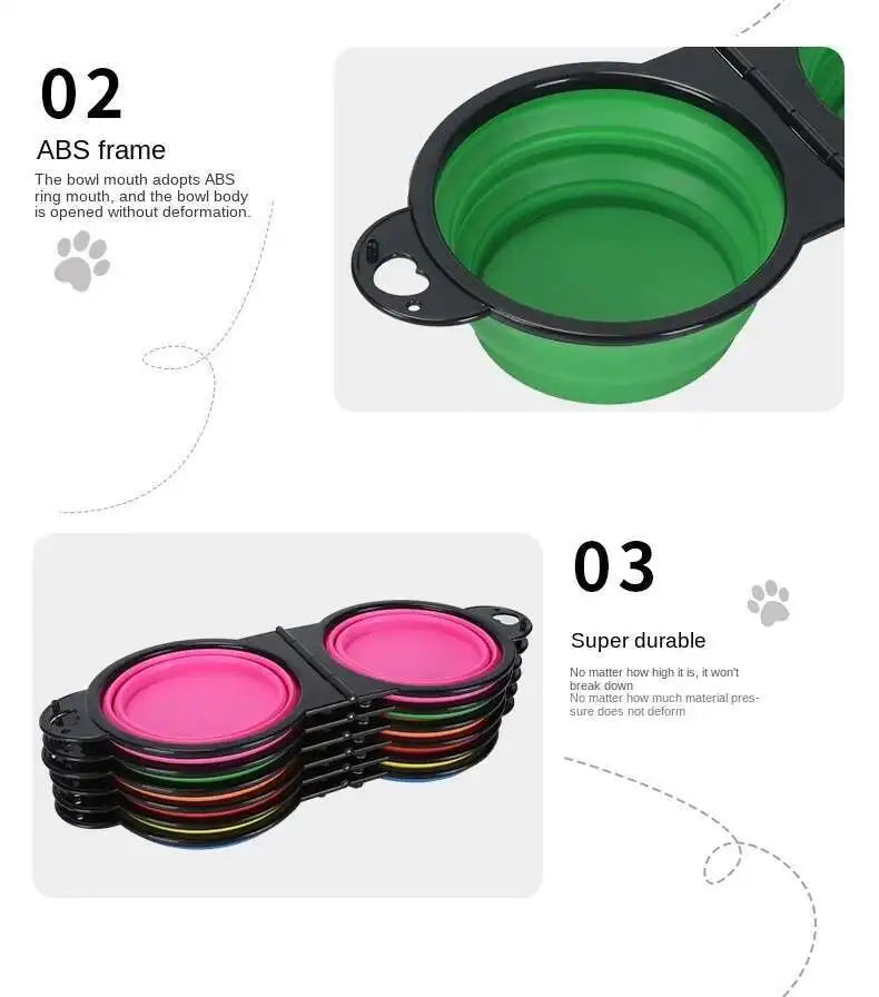 2-in-1 Collapsible Dog Travel Bowl — Portable Foldable Slow Feeder