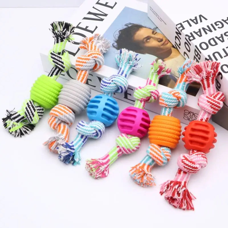 Cotton Rope Knot Dog Toy — Teeth Cleaning Chew & Tug Toy | TS2K Puppies
