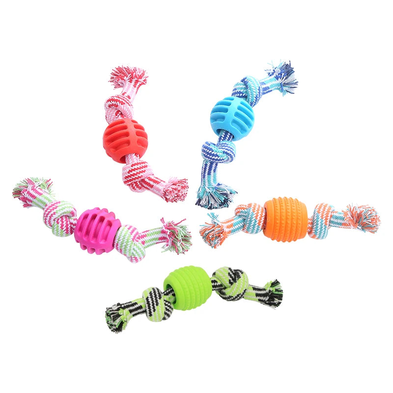 Cotton Rope Double Knot Ball Dog Toy — Bite-Resistant Teeth Cleaning Chew Toy | TS2K Puppies
