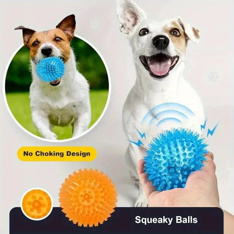Puppy Squeaky Ball Toy Set — 3-Piece Rubber Chew & Fetch Bundle | TS2K Puppies