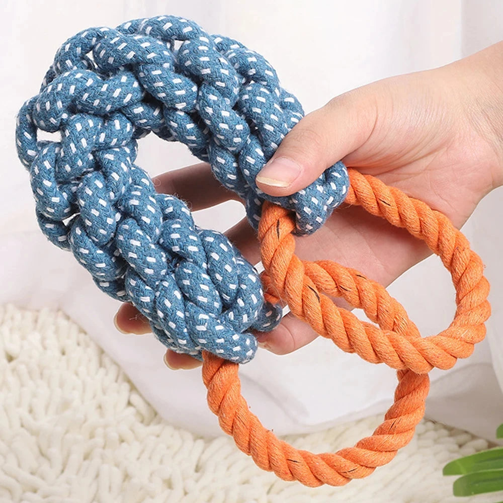 Double-Ring Cotton Rope Dog Toy — Durable Tug & Chew Toy for Medium to Large Dogs | TS2K Puppies
