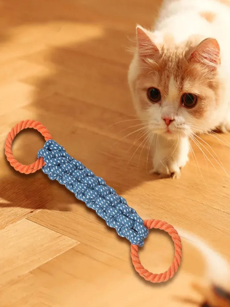 Double-Ring Cotton Rope Dog Toy — Durable Tug & Chew Toy for Medium to Large Dogs | TS2K Puppies