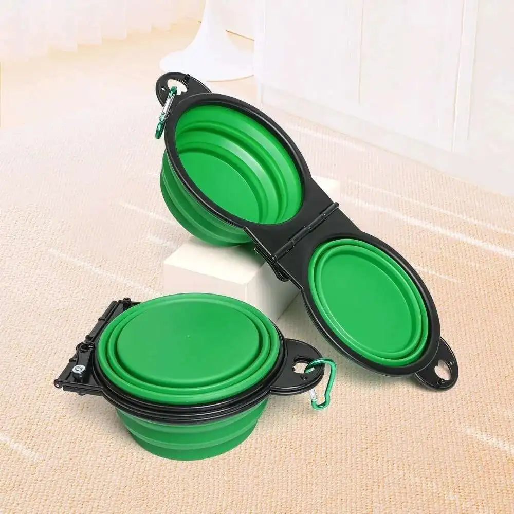 2-in-1 Collapsible Dog Travel Bowl — Portable Foldable Slow Feeder