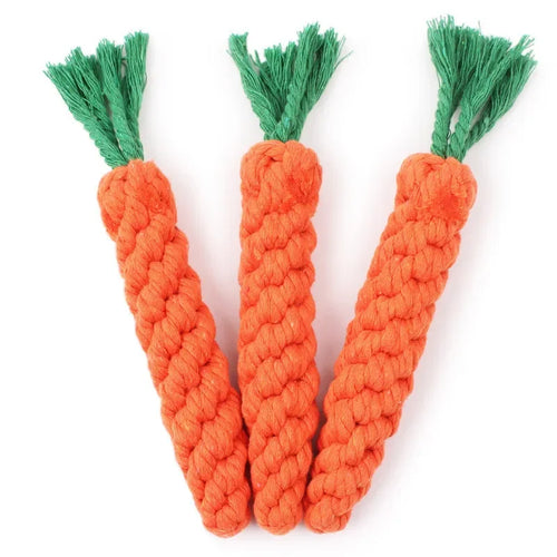Carrot Cotton Rope Dog Toy — Teeth Cleaning Chew Toy for Small Dogs & Puppies | TS2K Puppies