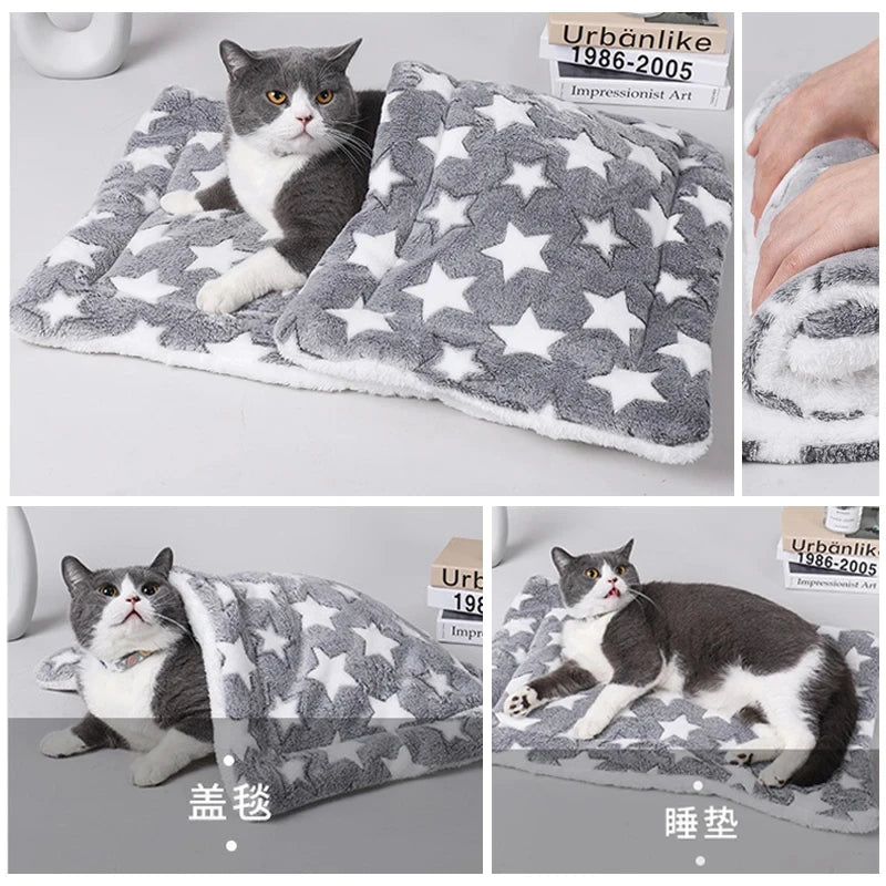 Flannel Pet Sleeping Mat & Dog Bed — Soft Plaid Cushion for Dogs & Cats