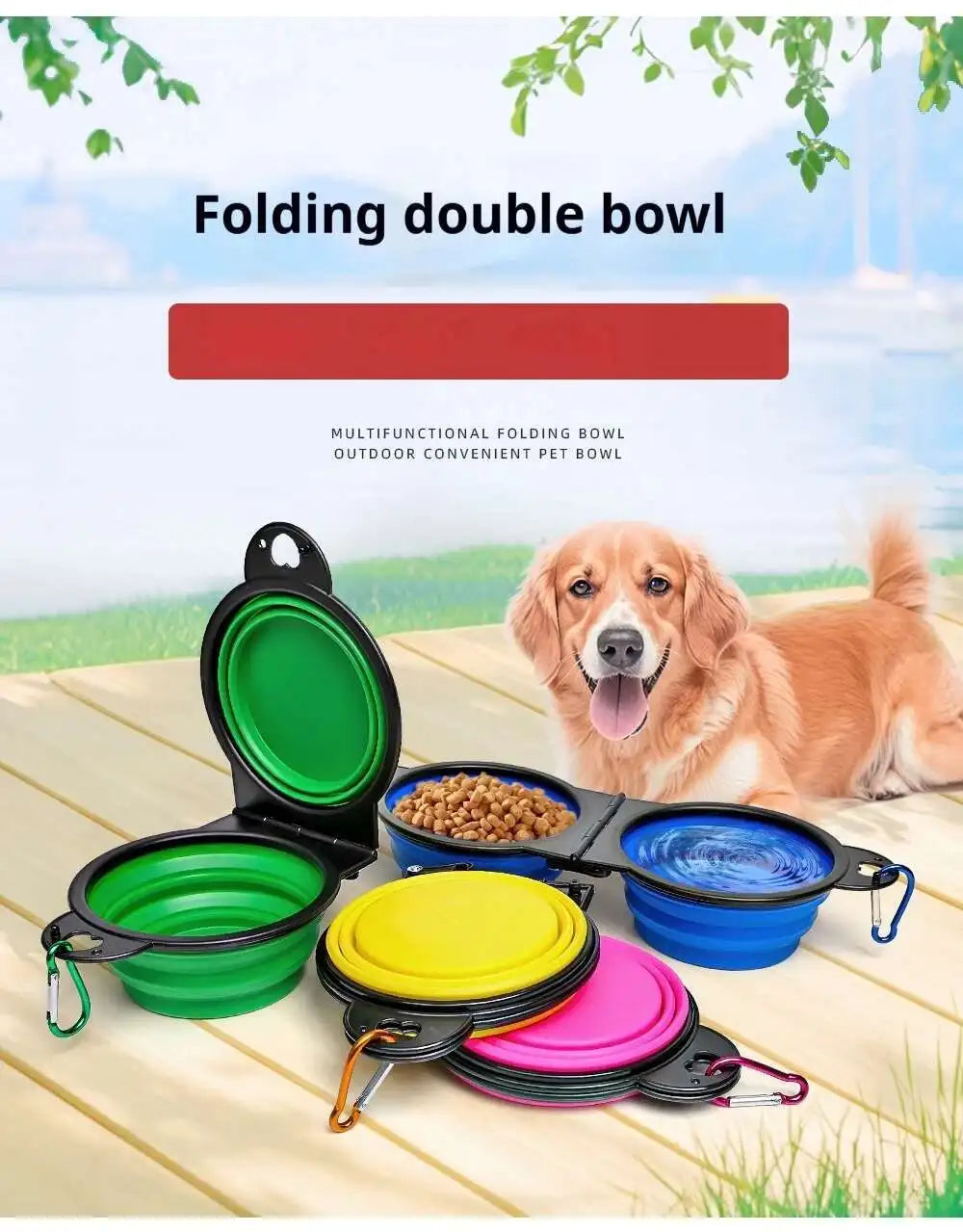 2-in-1 Collapsible Dog Travel Bowl — Portable Foldable Slow Feeder