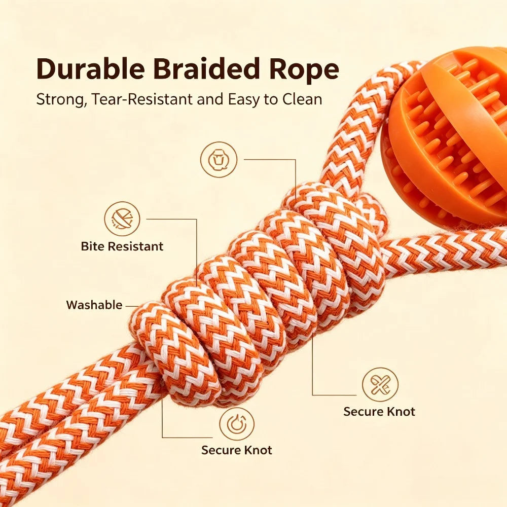 Rope Tug Toy for Dogs — 15" Teeth-Cleaning Chew & Tug-of-War Trainer | TS2K Puppies