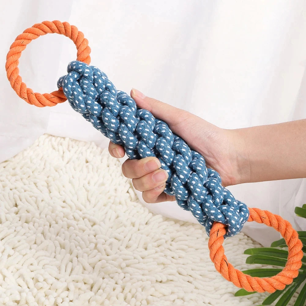 Double-Ring Cotton Rope Dog Toy — Durable Tug & Chew Toy for Medium to Large Dogs | TS2K Puppies