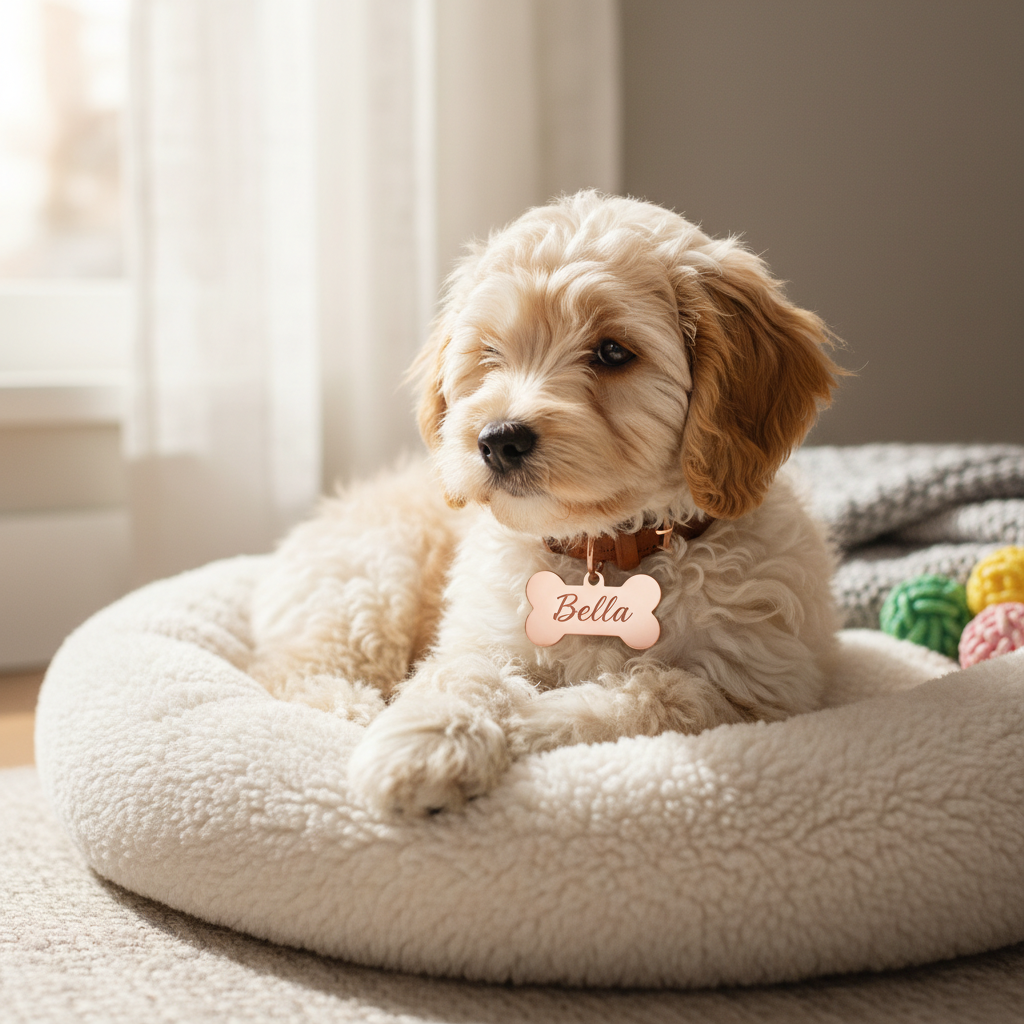 Cavapoo Bella on Pet Bed