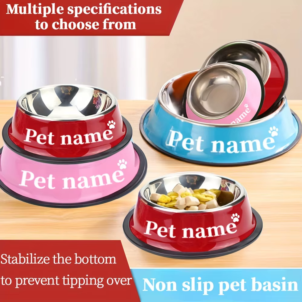 Personalized Stainless Steel Dog Bowl — Custom Pet Name