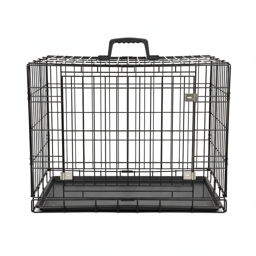 24 inch double door wire dog crate front view doors closed