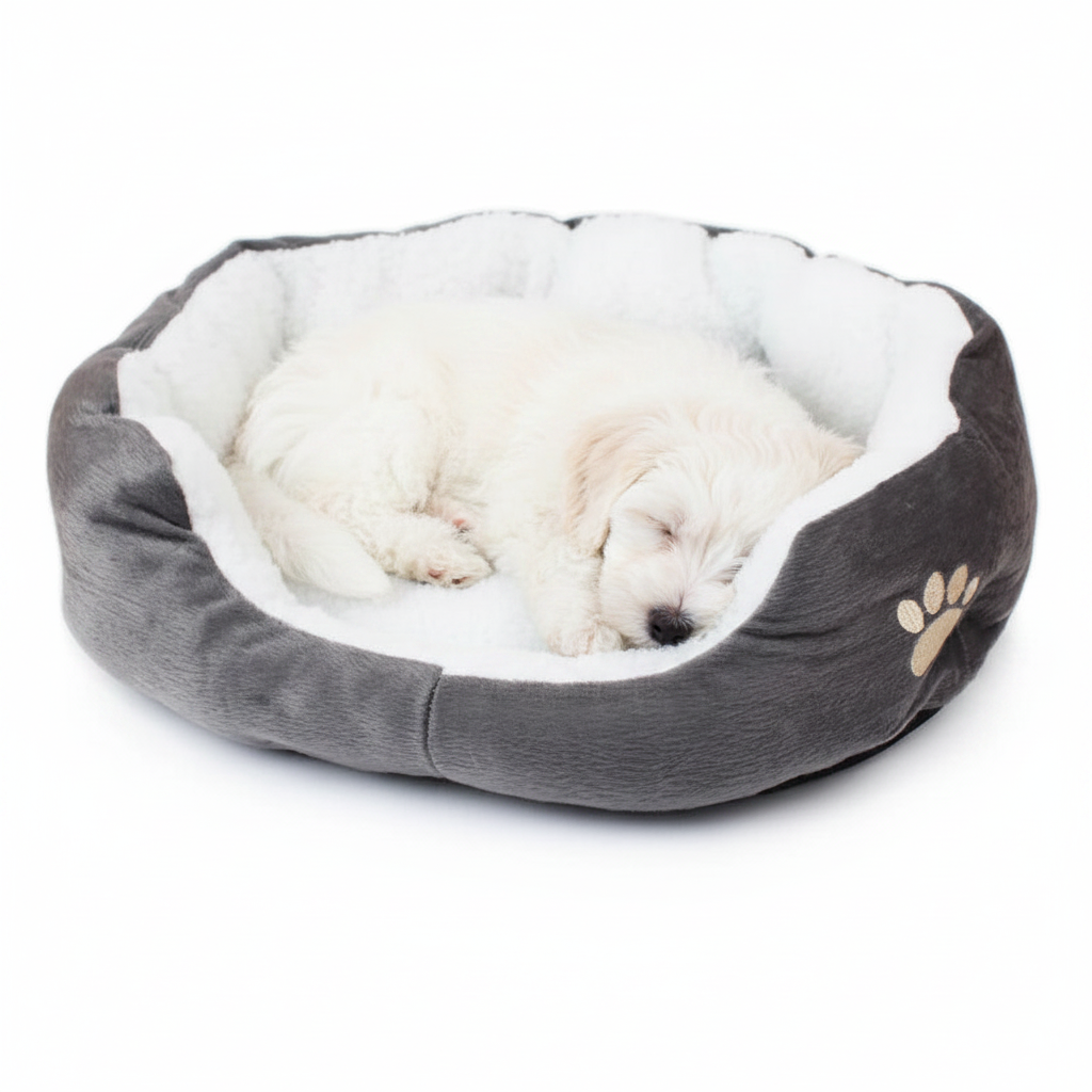 Plush Sherpa Dog Bed — Cozy Bear Design Pet Bed for Small & Large Dogs
